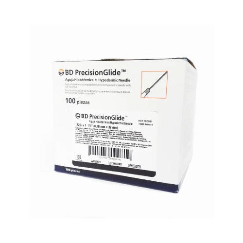 AGUJA HIPODERMICA DESECHABLE 22G X 32MM (BD) NEGRA