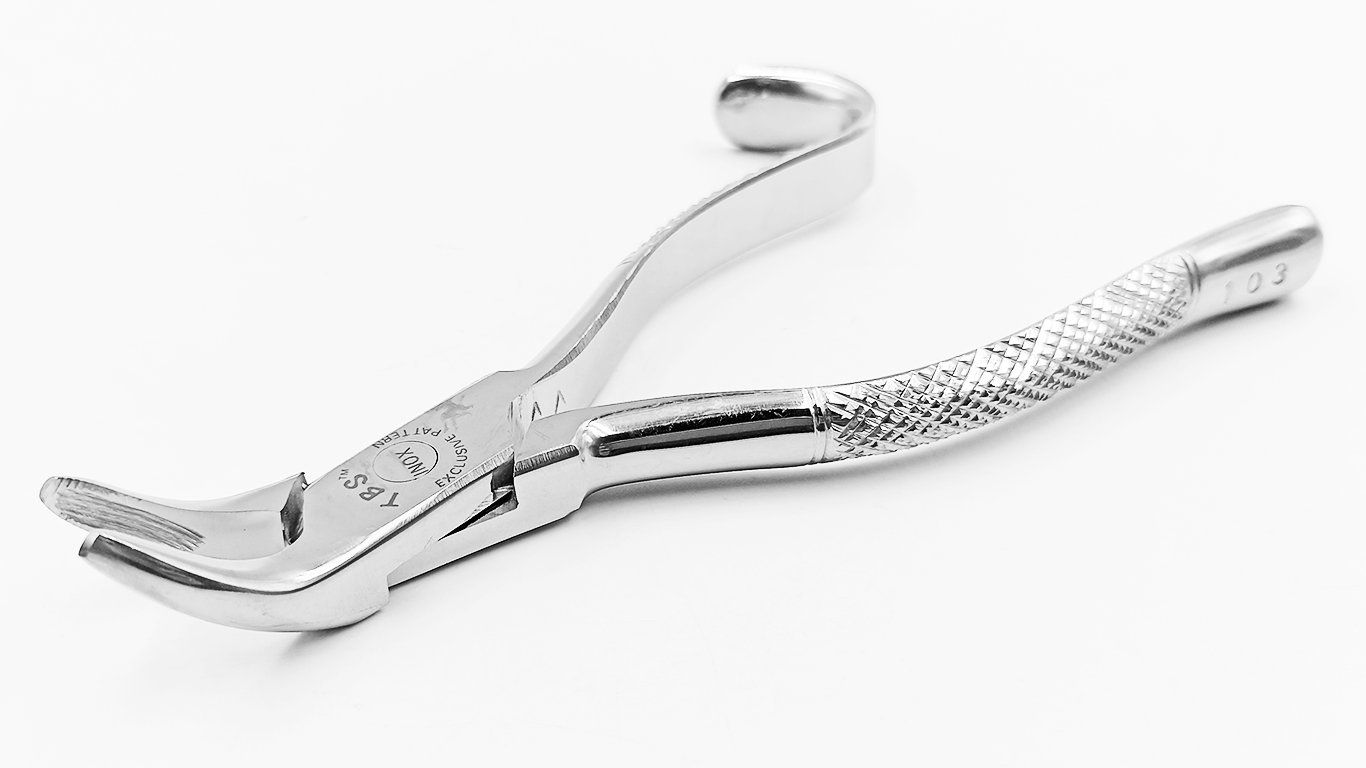 Forceps 103 de extracción para premolares y raices inferiores.