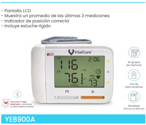 Baumanómetro digital de muñeca con Bluetooth