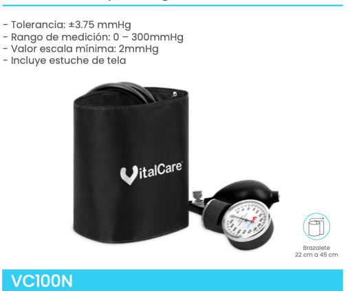 Baumanómetro aneroide con brazalete amplio negro