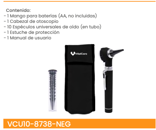 Otoscopio con espéculos y estuche negro