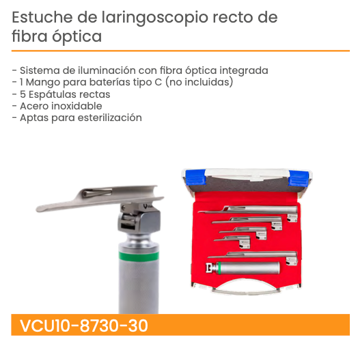 Estuche de laringoscopio recto de fibra óptica