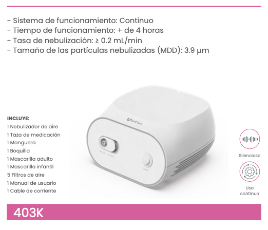 Nebulizador compresor de aire continuo