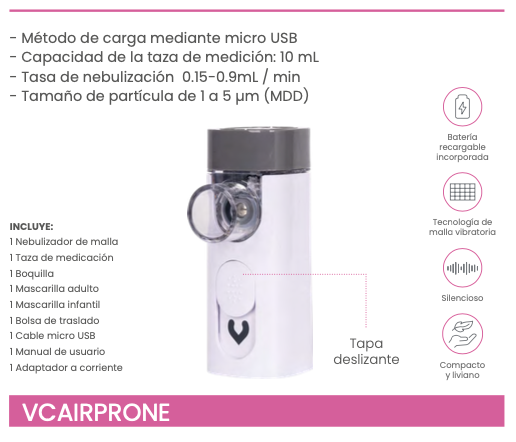 Nebulizador portátil de malla vibratoria Airpro