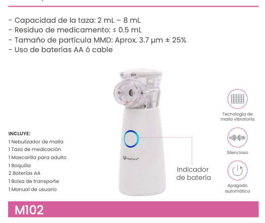 Nebulizador portátil de malla finas partículas