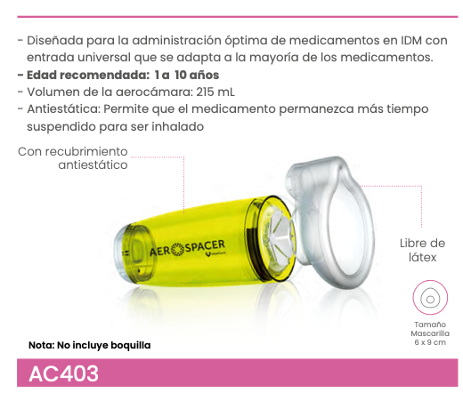 Aerocámara Premium Aerospacer con mascarilla Infantil