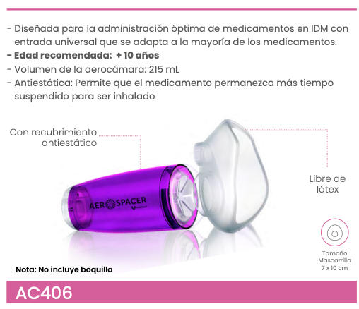 Aerocámara Premium Aerospacer con mascarilla Juvenil