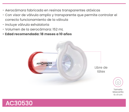Aerocámara Espaciadora Hospitalaria Infantil