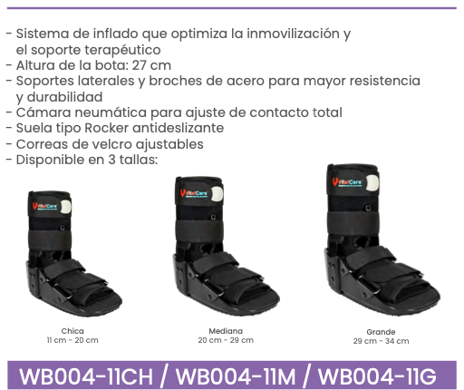 Bota Walker neumática corta con cámara de aire