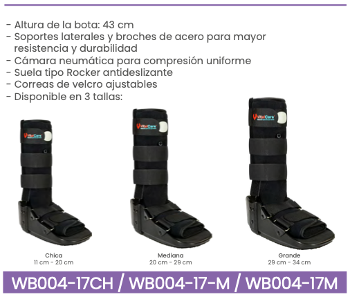 Bota Walker neumática larga con cámara de aire