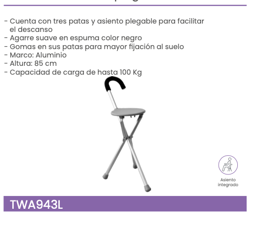 Bastón con asiento plegable