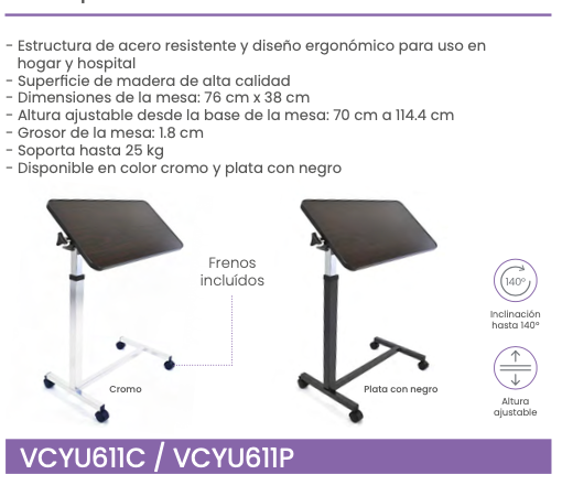 Mesa para cama con inclinación