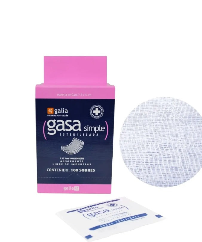 GASA SIMPLE ESTERELIZADA 7.5 CM X 5 CM