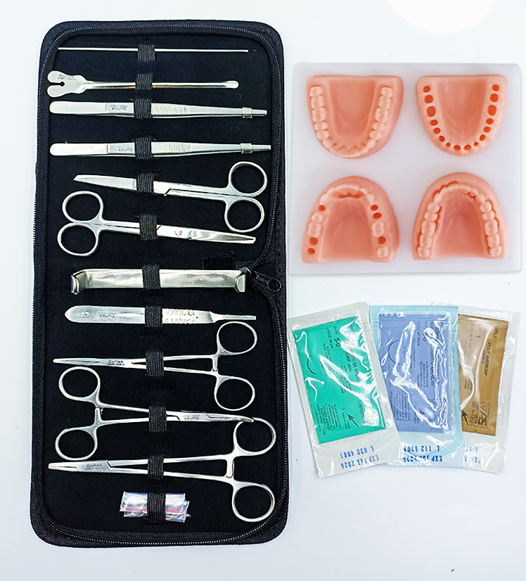 Kit con pad de sutura bucal, estuche de disección y 3 suturas (diferentes modelos)