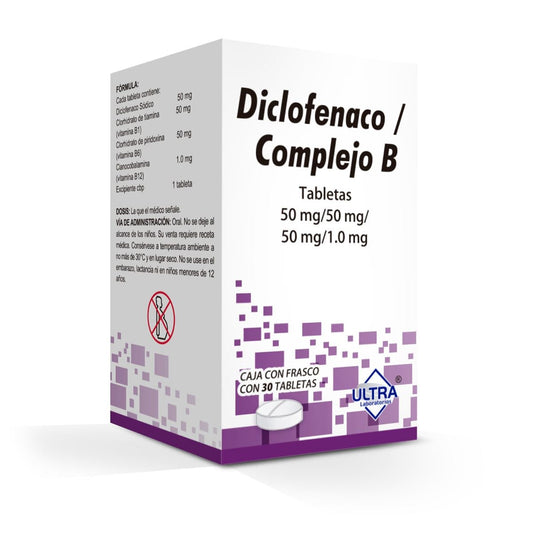 DICLOFENACO,COMPLEJO B 30 TAB 50/1 MG