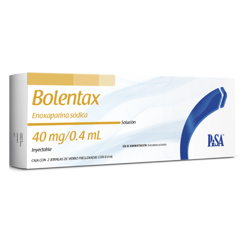 Bolentax ( Enoxaparina Sódica  ) 40 mg / 0.4 mL Caja C/ 2 Jeringas 0.4 mL