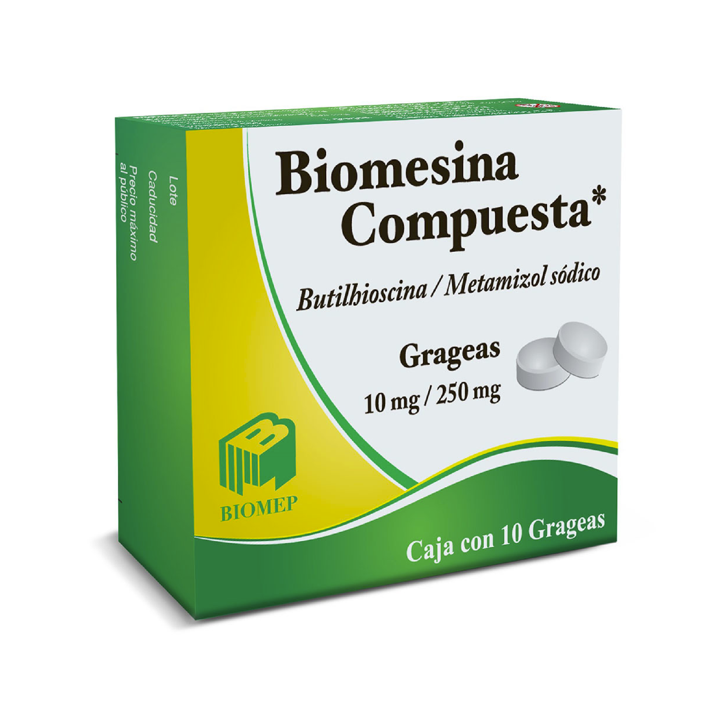 Biomesina Compuesta (Butilhioscina, Metamizol sódico) GG 10mg, 250mg