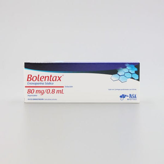 Bolentax ( Enoxaparina ) Sódica  80  mg / 0.4 mL Caja C/ 2 Jeringas 0.8 mL