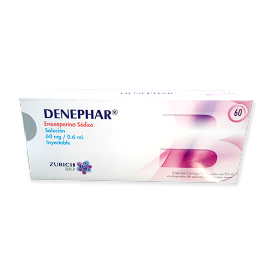 Denephar (Enoxaparina Sódica) Sol iny 60mg/0.6ml Cja c/2 jgas