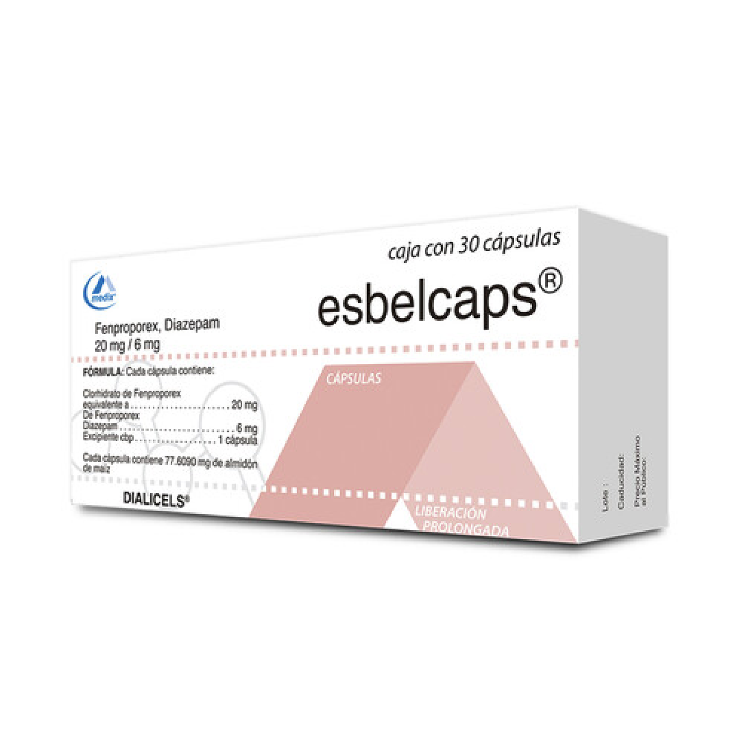 Esbelcaps (Fenproporex, Diazepam) Caps 20mg/6mg Cja c/30 caps