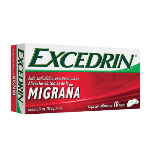 Excedrin (Ácido acetilsalicílico, paracetamol, cafeína) 24 tabs