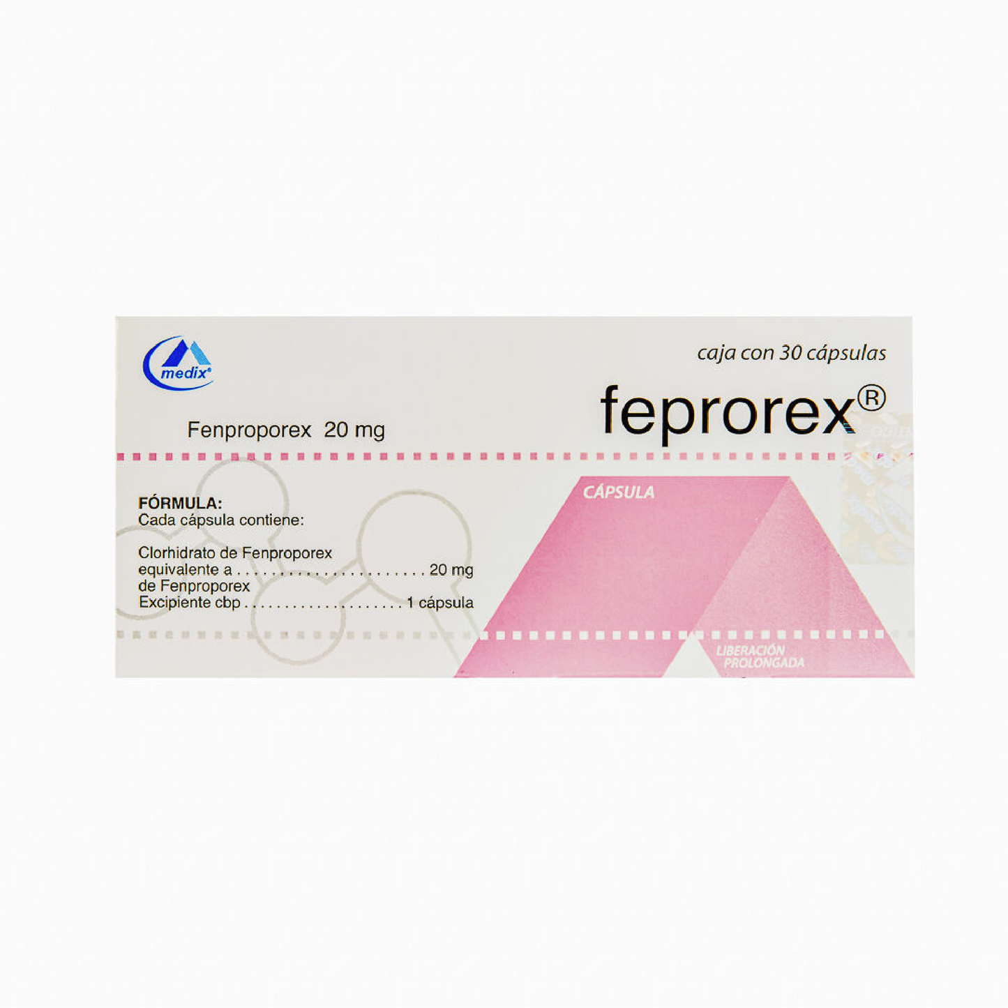 Feprorex (Fenproporex) Caps 20mg Cja c/30 caps