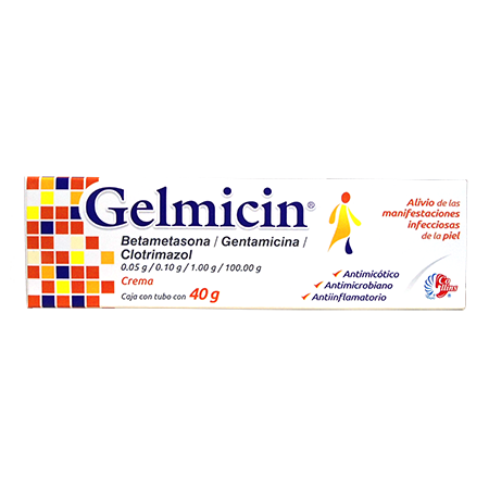 Gelmicin (Betametasona, Gentamicina, Clotrimazol) 0.05g/0.10g/1.00g/100g Crema 40g
