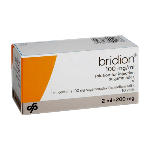 Bridion (Sugammadex) Sol iny 100 mg/ml Cja c/10 fcos amp 2 ml