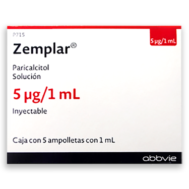 Zemplar (Paricalcitol) Sol iny 5mcg/1ml Cja c/amp 1ml